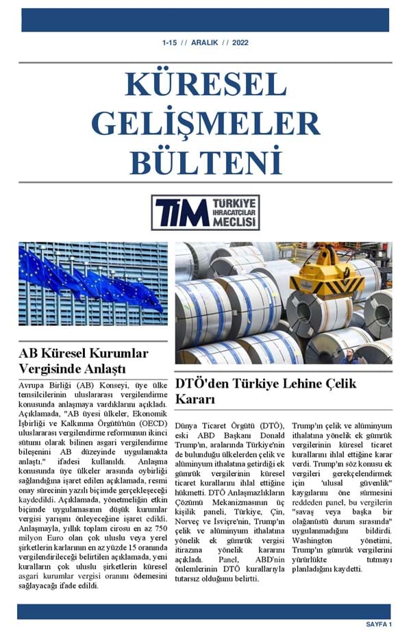 1-15 Aralık 2022 Bülteni 